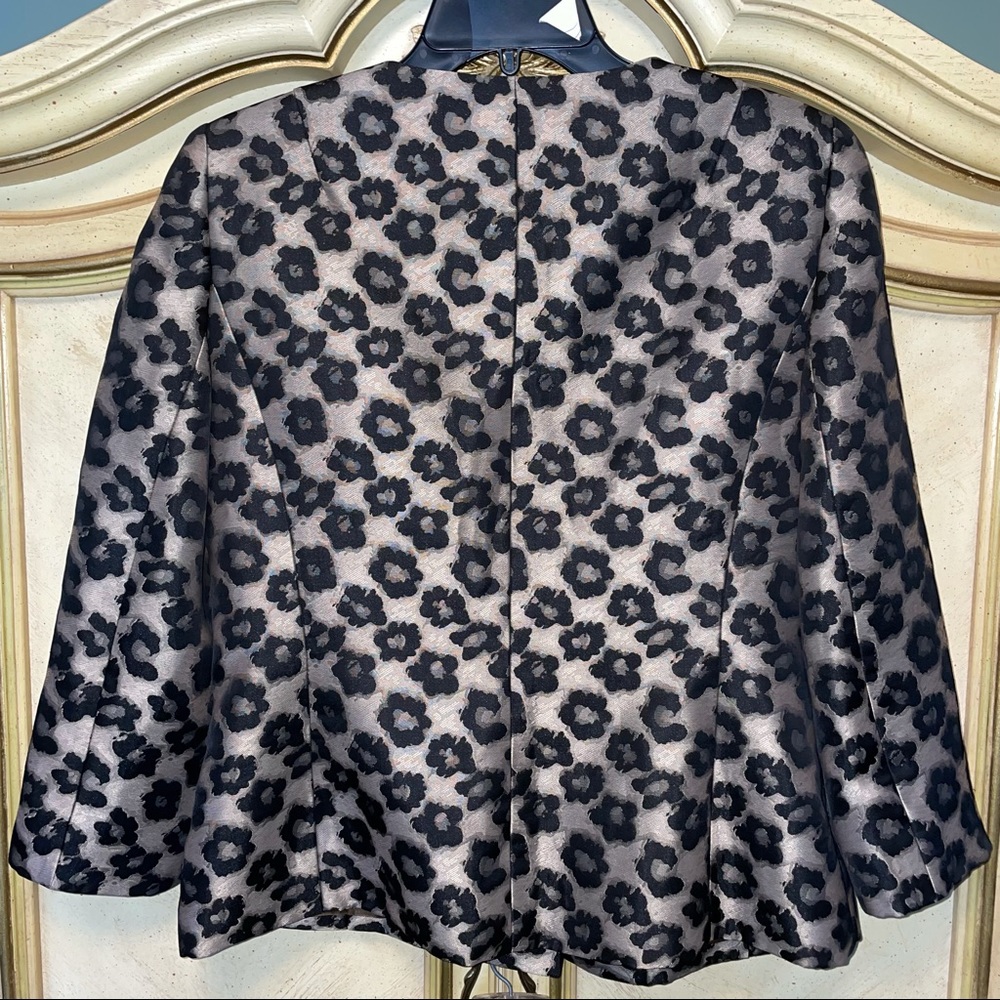 Albert Nipon Black Gold Abstract Floral Rhinestone Button Front Jacket Blazer - Picture 3 of 9